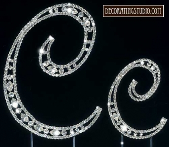 Monogram Crystal Marquise Cut Cake Toppers  "C"
