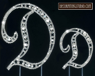 Monogram Crystal Marquise Cut Cake Toppers  "D"