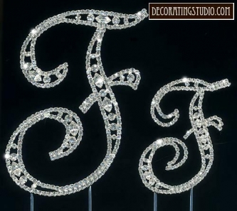 Monogram Crystal Marquise Cut Cake Toppers  "F"