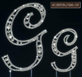 Monogram Crystal Marquise Cut Cake Toppers  "G"