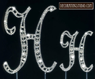 Monogram Crystal Marquise Cut Cake Toppers  "H"