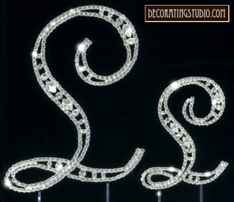 Monogram Crystal Marquise Cut Cake Toppers  "L"