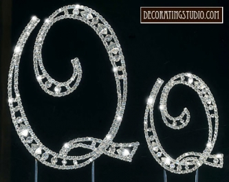 Monogram Crystal Marquise Cut Cake Toppers "Q" Monogram Crystal Marquise Cut Cake Toppers "Q"