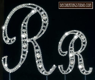 Monogram Crystal Marquise Cut Cake Toppers "R" Monogram Crystal Marquise Cut Cake Toppers "R"