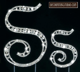 Monogram Crystal Marquise Crystal Cake Toppers  "S"