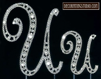 Monogram Crystal Marquise Cut Cake Toppers "U" Monogram Crystal Marquise Cut Cake Toppers "U"
