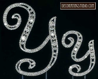Monogram Crystal Marquise Cut Cake Toppers "Y" Monogram Crystal Marquise Cut Cake Toppers "Y"