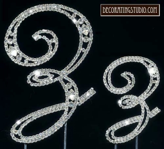 Monogram Crystal Marquise Cut Cake Toppers "Z" Monogram Crystal Marquise Cut Cake Toppers "Z"