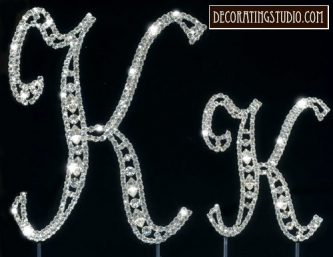Monogram Crystal Marquise Cut Cake Toppers "K" Monogram Crystal Marquise Cut Cake Toppers "K"