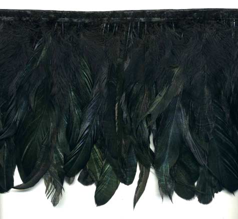 "Iridescent Black Night" Coque Feather Trim - 10 yard bolt