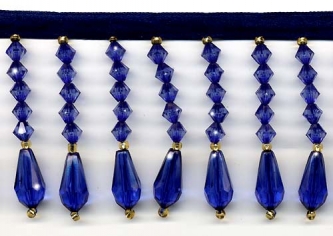 Cobalt Blue Decor Beaded Fringe - Yard(s)