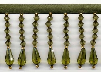 Olive Green Decor Beaded Fringe - Yard(s)