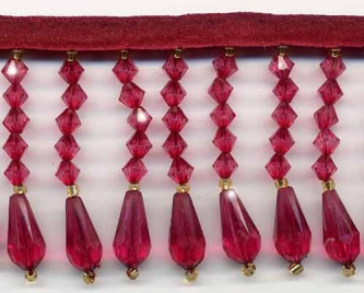 Burgundy Decor Beaded Fringe - Yard(s)