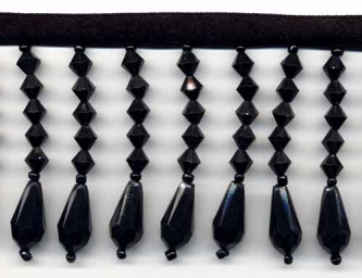 Black Decor Beaded Fringe - Yard(s)
