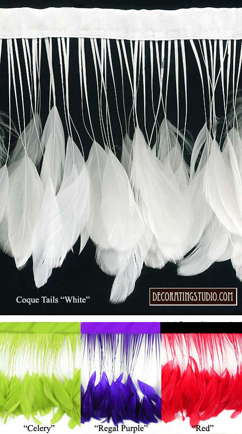 4" - 6" Rooster Coque Tails Stripped - 1 yard length