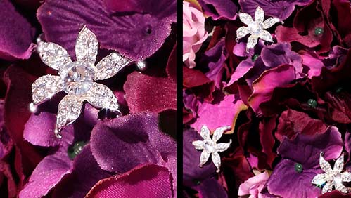 Bel Aire Stylized Rhinestone Flower Bouquet Accents (Set of 3)