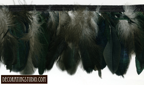 "Teal Green Iridescent Smoke" Feather Trim - 10 Yd Bolt