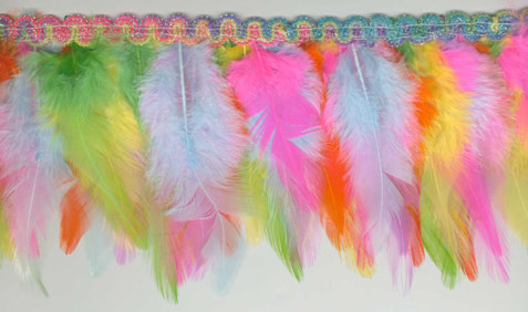 "Rainbow Pastel" Feather Trim - 10 Yd Bolt