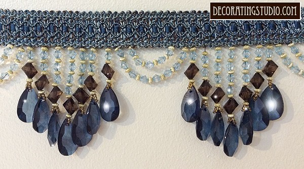 Venice "Deep Blue & Brown" Beaded Fringe yard(s)